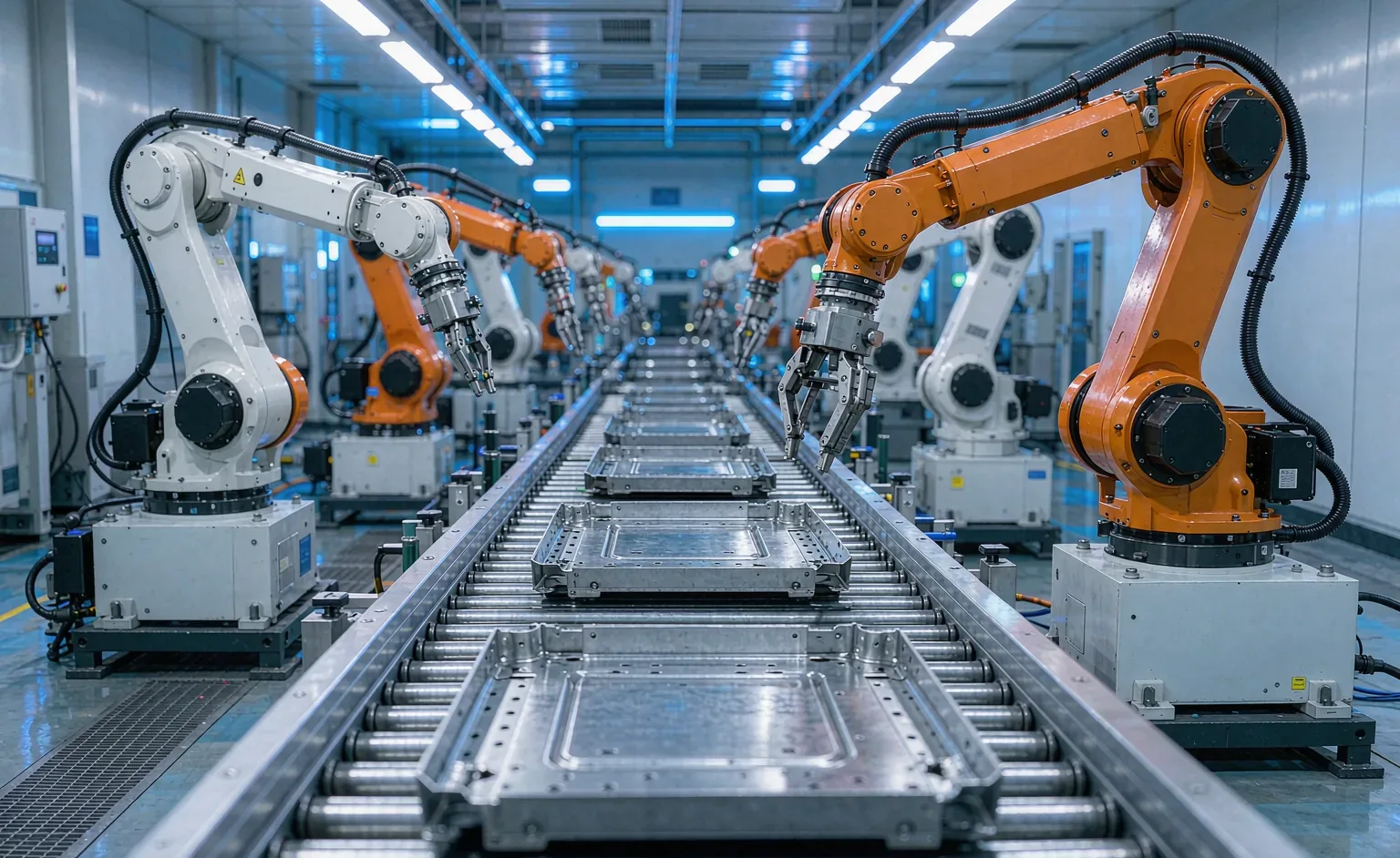 Automated robotic production line inside Pengfeng factory
